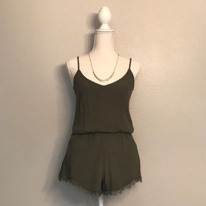 Express:: Olive Green Short Romper